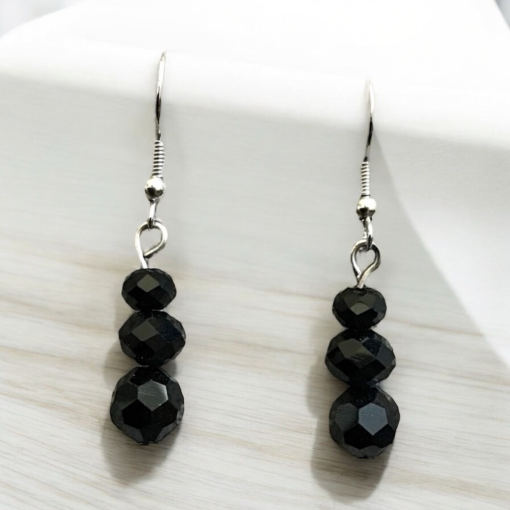 Glass Bead Earrings with Silver Accents Handmade